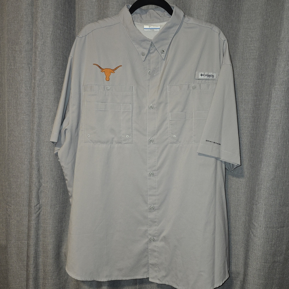 Columbia Men's Light Gray Texas Longhorns Fishing Shirt